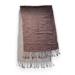 Brown & Beige 100% Silk Simply By Jen Groover Rectangular Scarf 80” X 23” Women